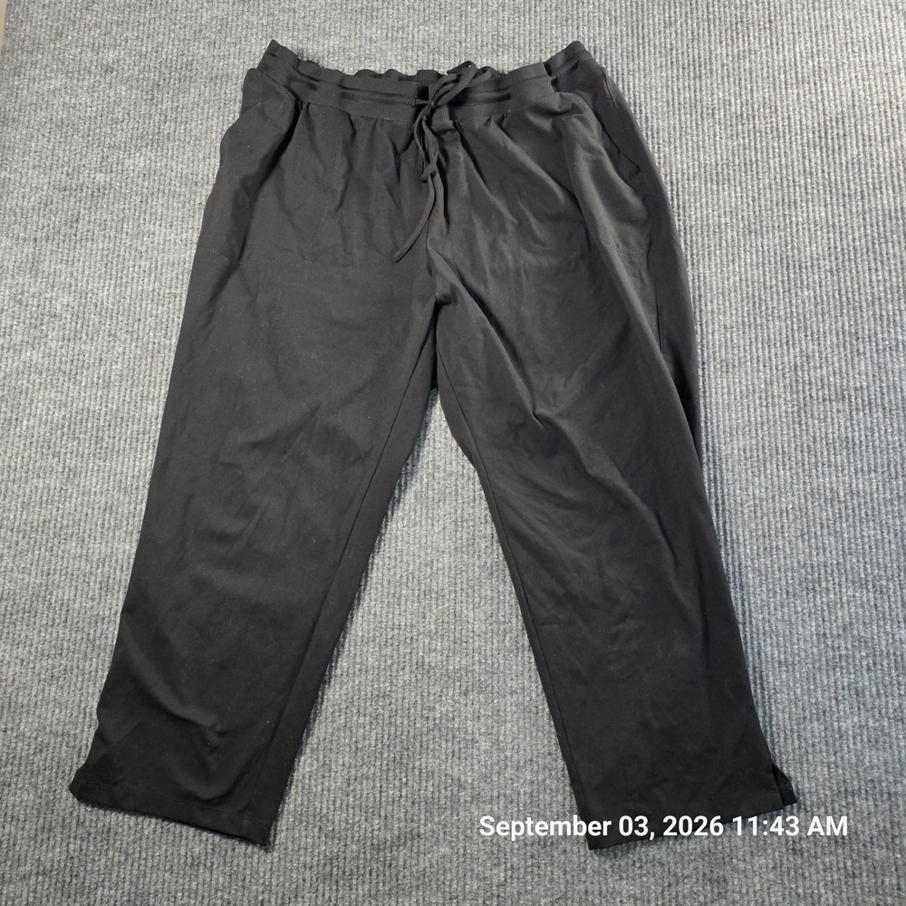 Zac & Rachel Woman Black Pull On Drawstring Pants Size 2X Stretch Straight Leg